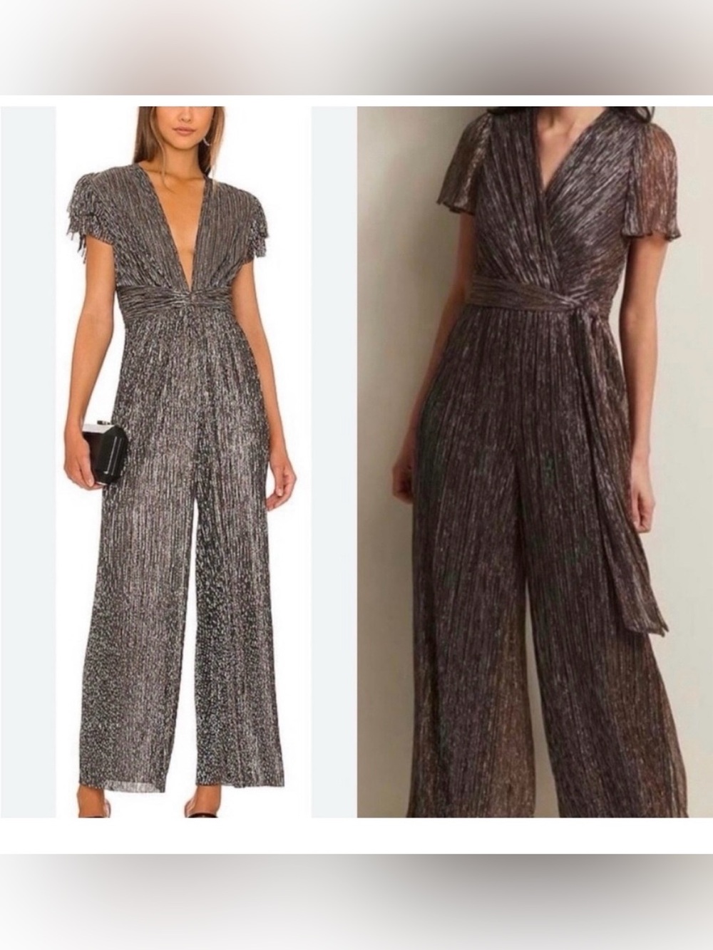 Joie metallic silver, gold and black wrap Jumpsuit